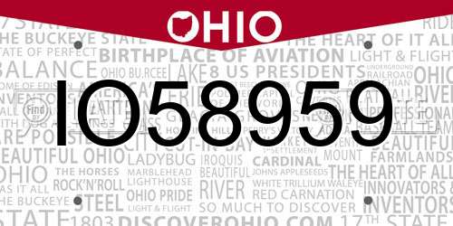 IO58959 Ohio License Plate