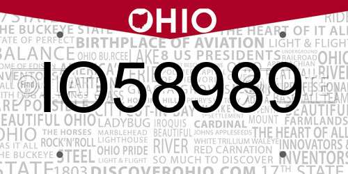 IO58989 Ohio License Plate