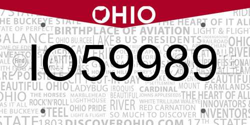 IO59989 Ohio License Plate
