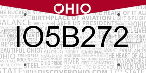 IO5B272 Ohio License Plate