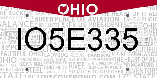 IO5E335 Ohio License Plate