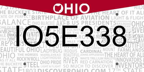 IO5E338 Ohio License Plate