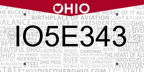 IO5E343 Ohio License Plate