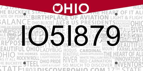 IO5I879 Ohio License Plate