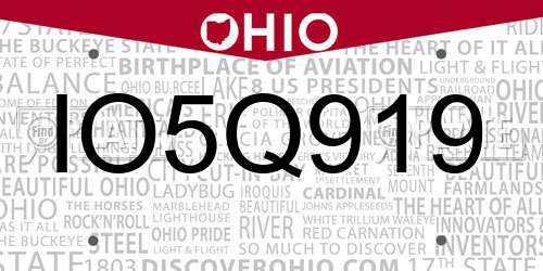 IO5Q919 Ohio License Plate