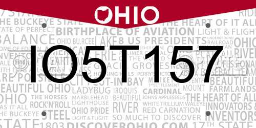 IO5T157 Ohio License Plate