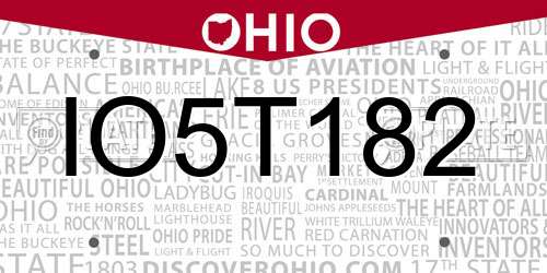 IO5T182 Ohio License Plate