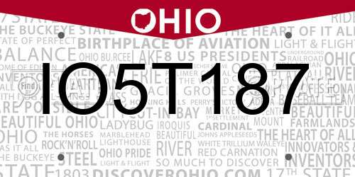 IO5T187 Ohio License Plate