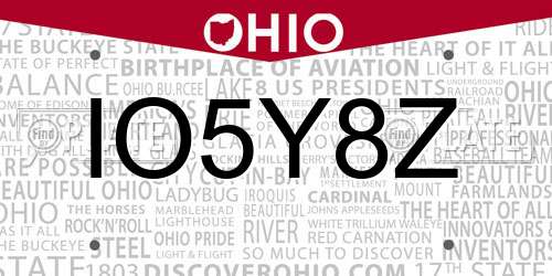 IO5Y8Z Ohio License Plate