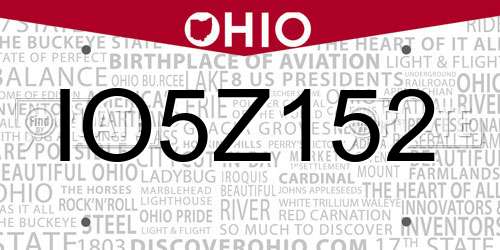 IO5Z152 Ohio License Plate