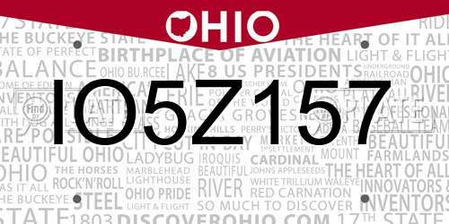 IO5Z157 Ohio License Plate