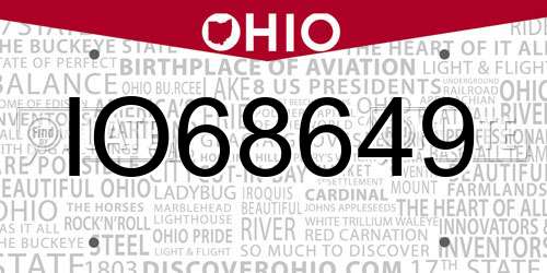 IO68649 Ohio License Plate