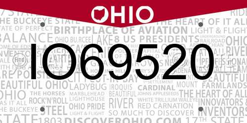 IO69520 Ohio License Plate