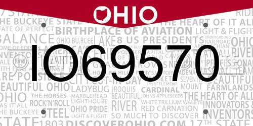 IO69570 Ohio License Plate