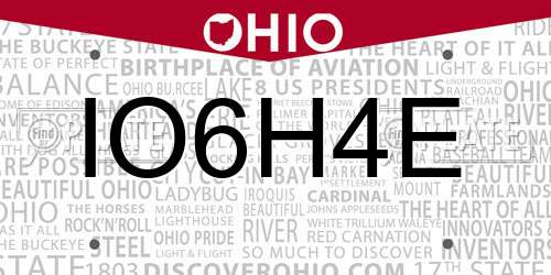 IO6H4E Ohio License Plate