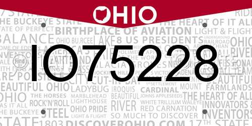 IO75228 Ohio License Plate