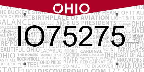 IO75275 Ohio License Plate