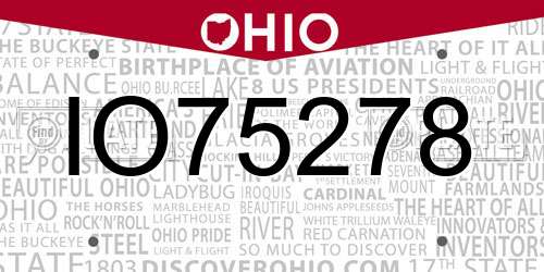 IO75278 Ohio License Plate