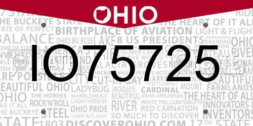 IO75725 Ohio License Plate