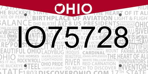 IO75728 Ohio License Plate