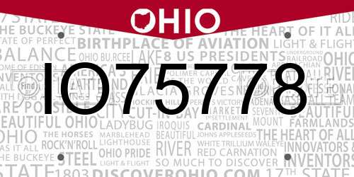 IO75778 Ohio License Plate