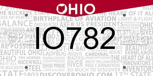 IO782 Ohio License Plate