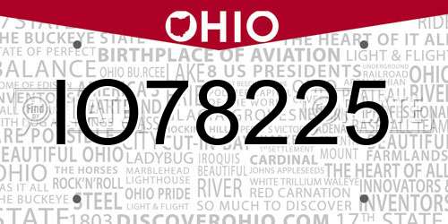 IO78225 Ohio License Plate