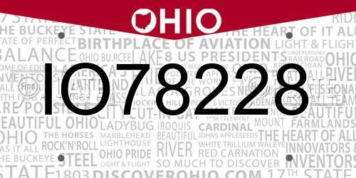 IO78228 Ohio License Plate
