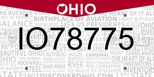 IO78775 Ohio License Plate