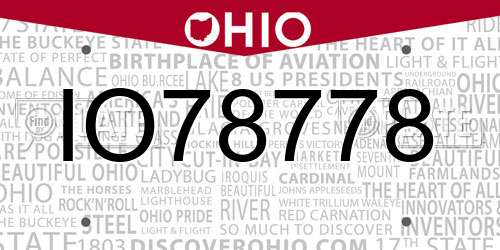 IO78778 Ohio License Plate