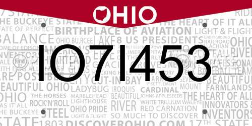 IO7I453 Ohio License Plate