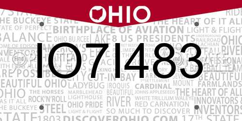 IO7I483 Ohio License Plate