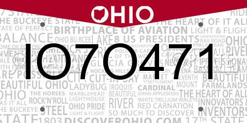 IO7O471 Ohio License Plate