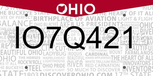 IO7Q421 Ohio License Plate
