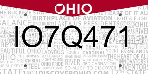 IO7Q471 Ohio License Plate
