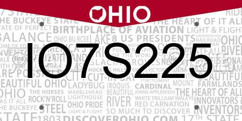 IO7S225 Ohio License Plate