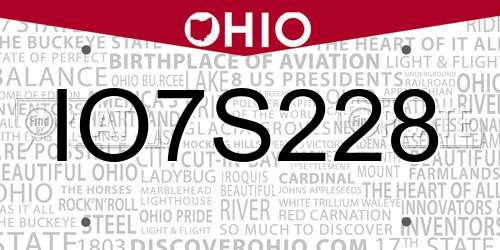 IO7S228 Ohio License Plate