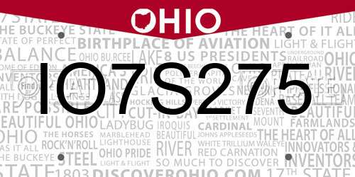 IO7S275 Ohio License Plate