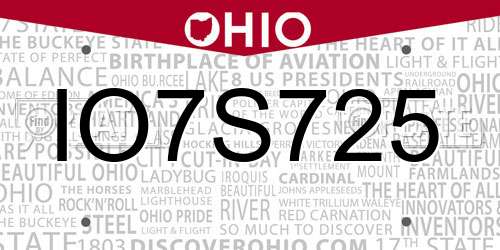 IO7S725 Ohio License Plate