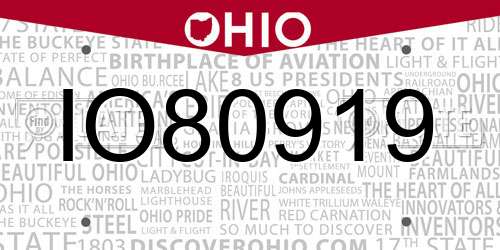 IO80919 Ohio License Plate