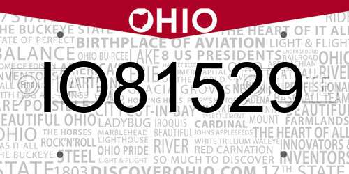 IO81529 Ohio License Plate