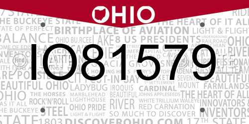 IO81579 Ohio License Plate