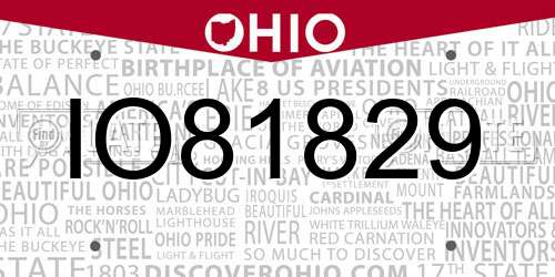 IO81829 Ohio License Plate