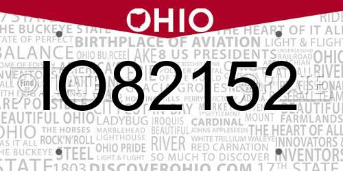 IO82152 Ohio License Plate