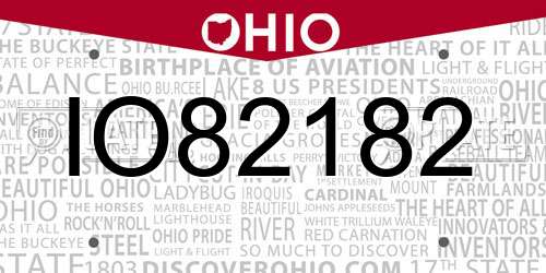 IO82182 Ohio License Plate