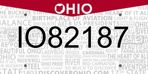 IO82187 Ohio License Plate