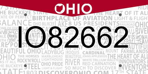 IO82662 Ohio License Plate