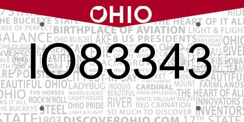 IO83343 Ohio License Plate