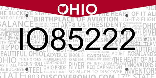 IO85222 Ohio License Plate