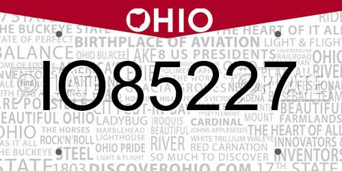 IO85227 Ohio License Plate